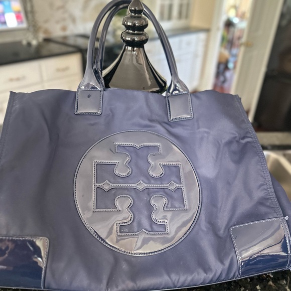 Tory Burch Navy nylon and patent leather tote. Excellent condition. - Picture 1 of 3
